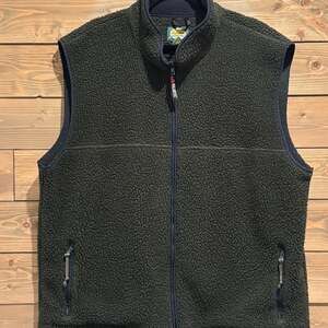 Cabela's Polartec Deep Pile Sherpa Fleece Full Zip Vest hunter green